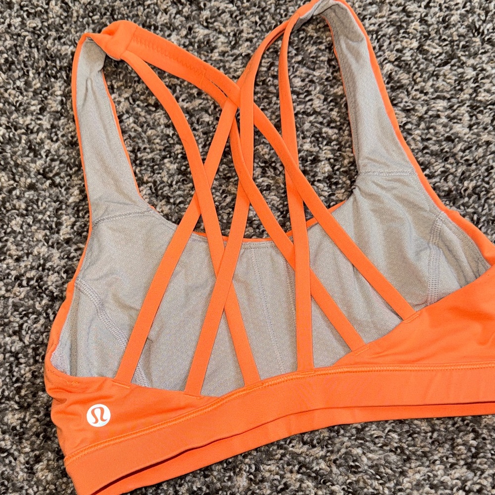 lululemon athletica Vibrant Orange Strappy Sports Bra